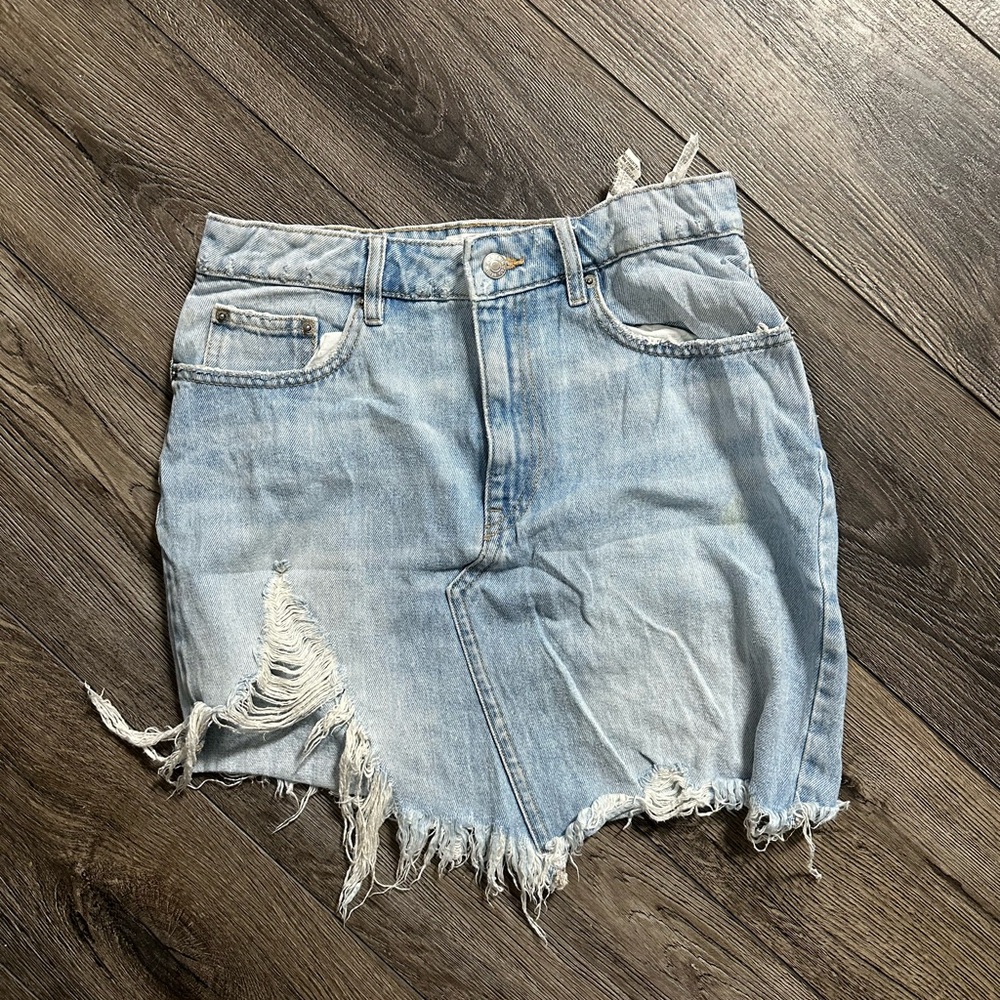 Zara Asymmetrical Denim Skirt - Light Blue